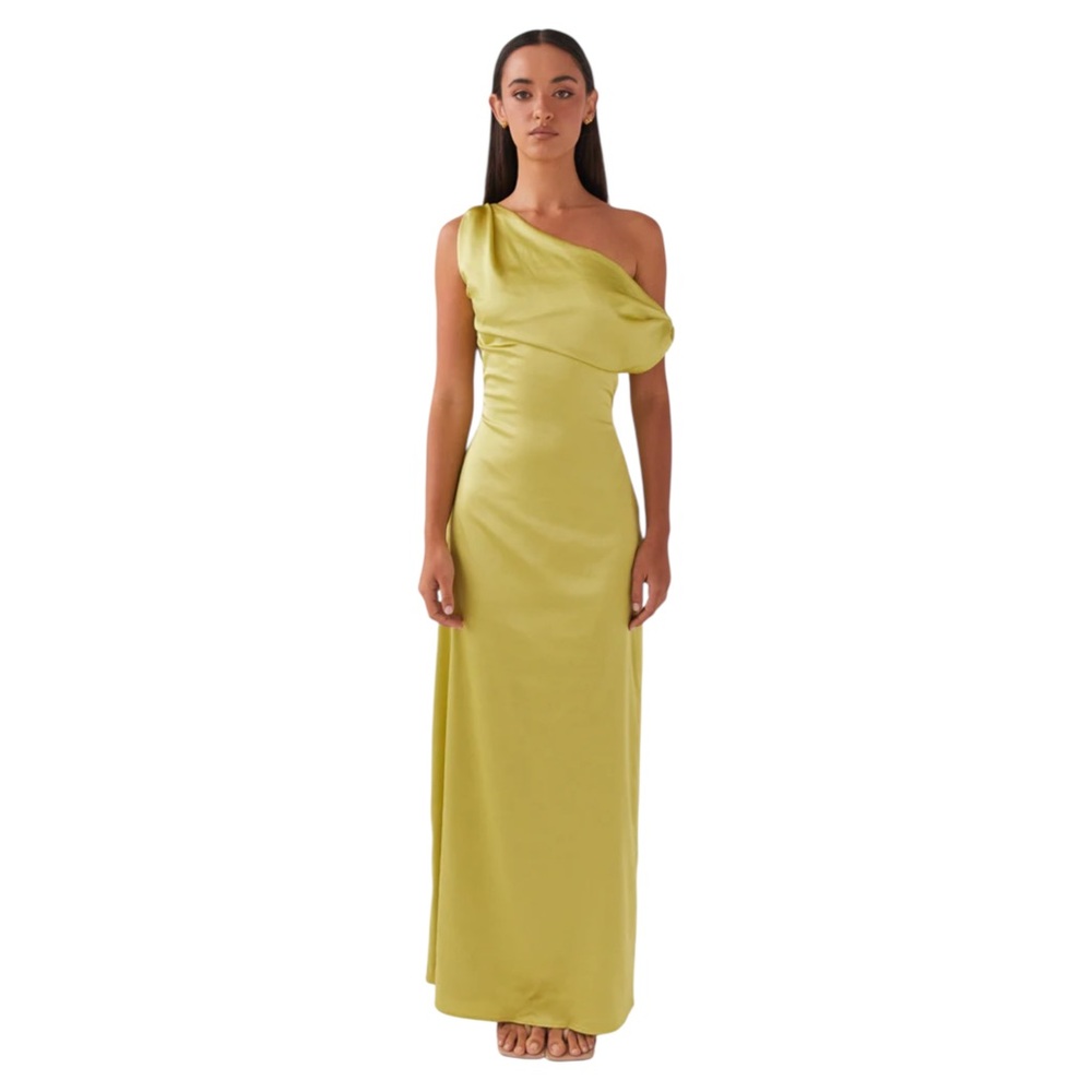 Peppermayo One-Shoulder Maxi Dress in Chartreuse
